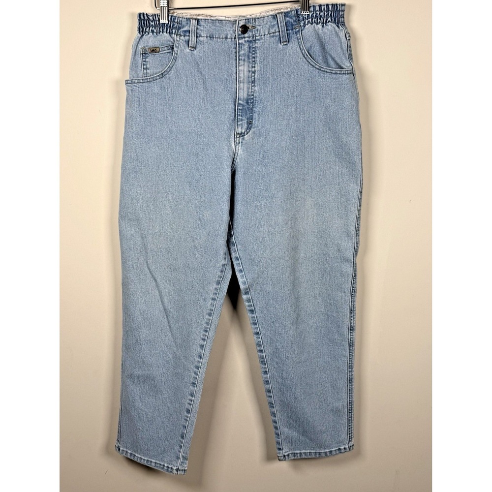 Vintage Lee‎ "Bare Back" Style Side Elastic Light Wash Denim Mom Jeans 16 Petite